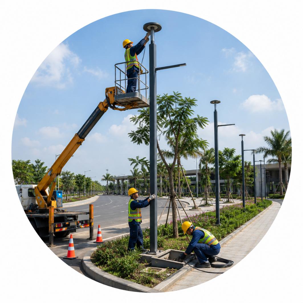 Thi công chiếu sáng ngoài nhà